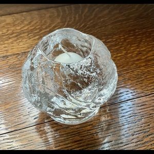 Kosta Boda glass large Snowball votive candle.